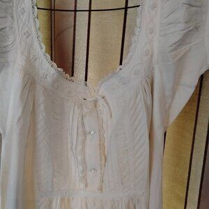 Antique cotton nightgown with hand-stitched embroidery size M